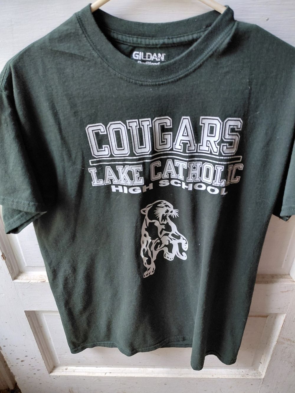 MENTOR, OHIO. Dark Green Cougars Lake Catholic High School Graphic Tee